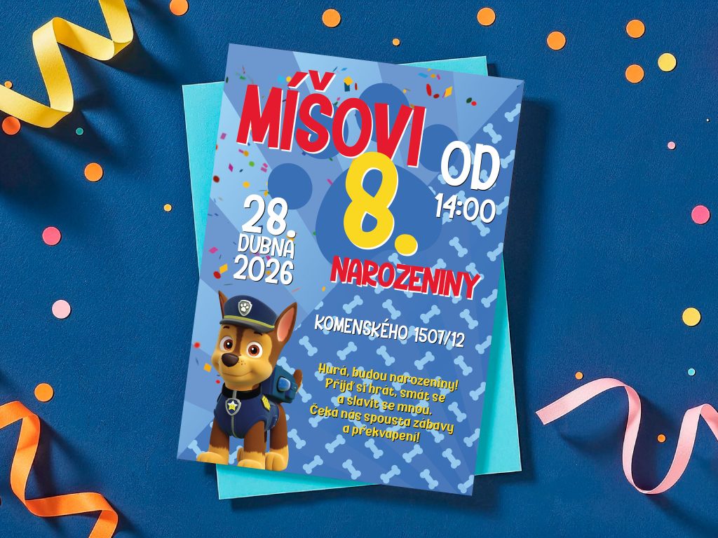 Pozvánka na narozeniny Tlapková patrola 5