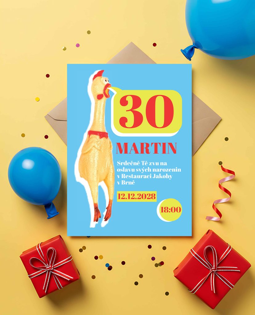 Vtipná pozvánka na narozeniny Jó