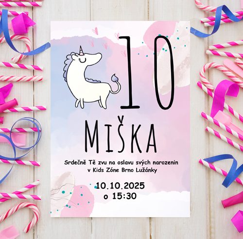 pozvánka s jednorožcem
