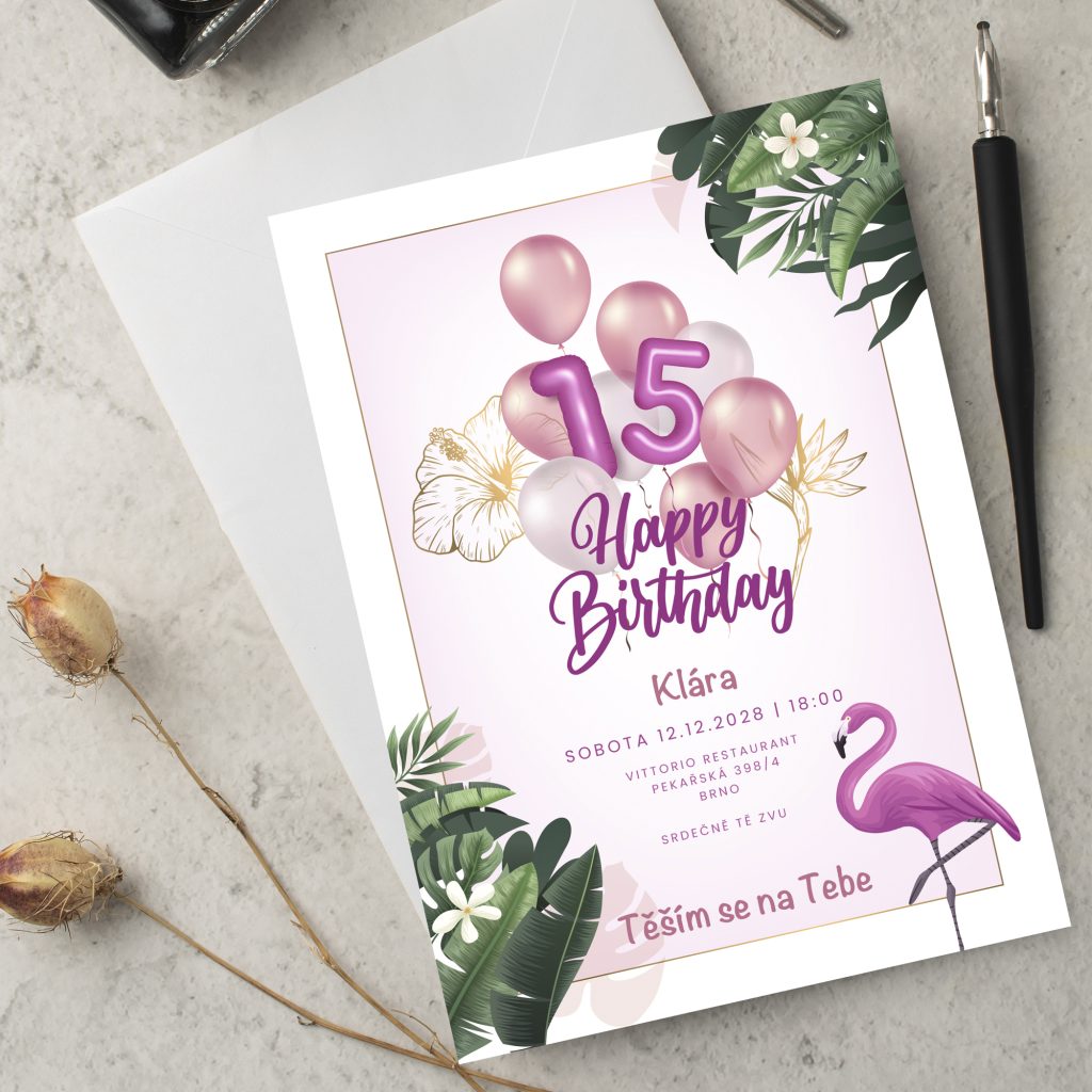 Pozvánka na oslavu 15. narozenin Pelikán
