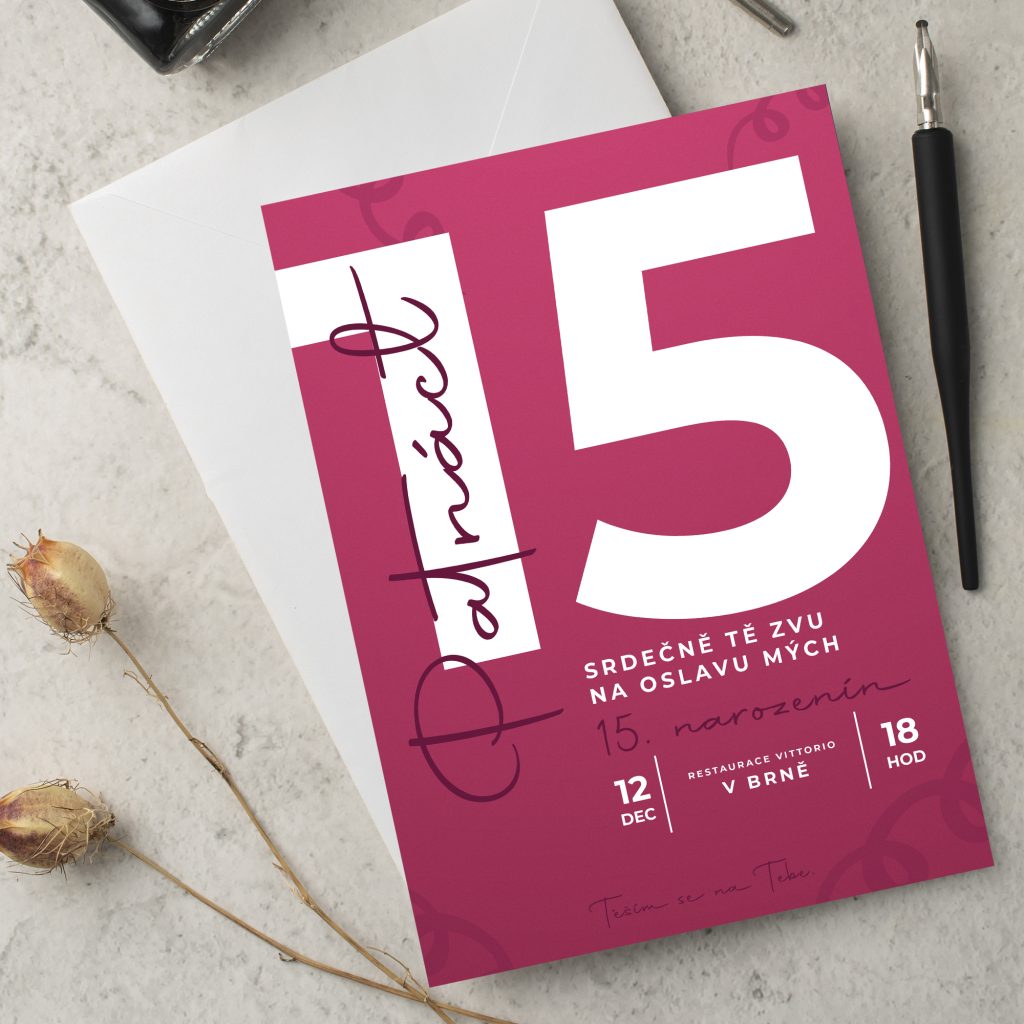 Pozvánka na oslavu 15. narozenin Pink
