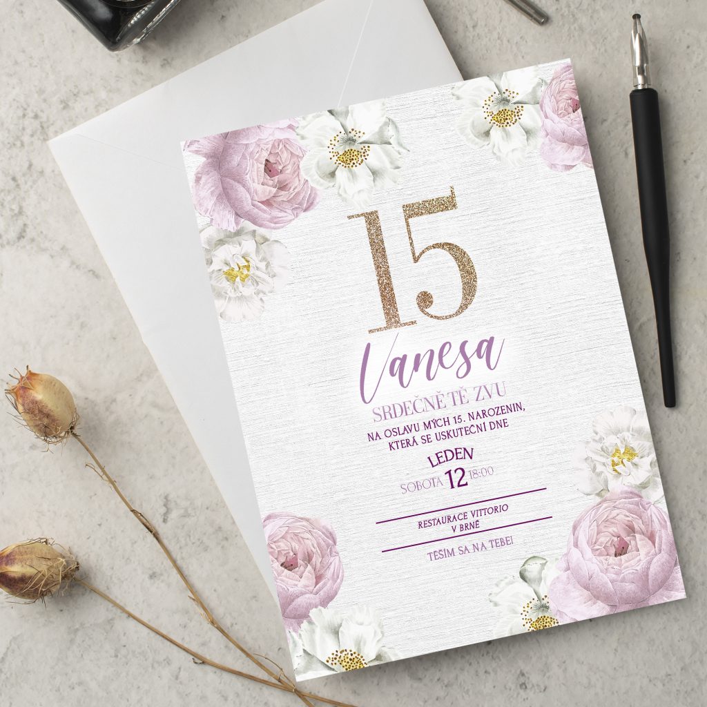 Pozvánka na oslavu 15. narozenin Rose