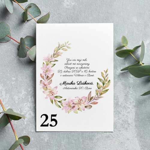 pozvánka na oslavu 25. narozenin