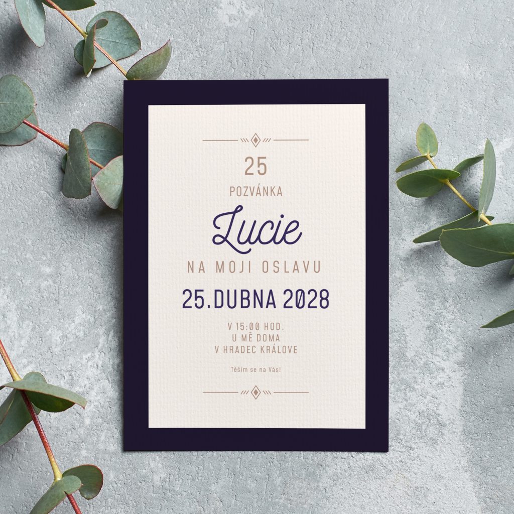 Pozvánka na oslavu 25. narozenin Bílá