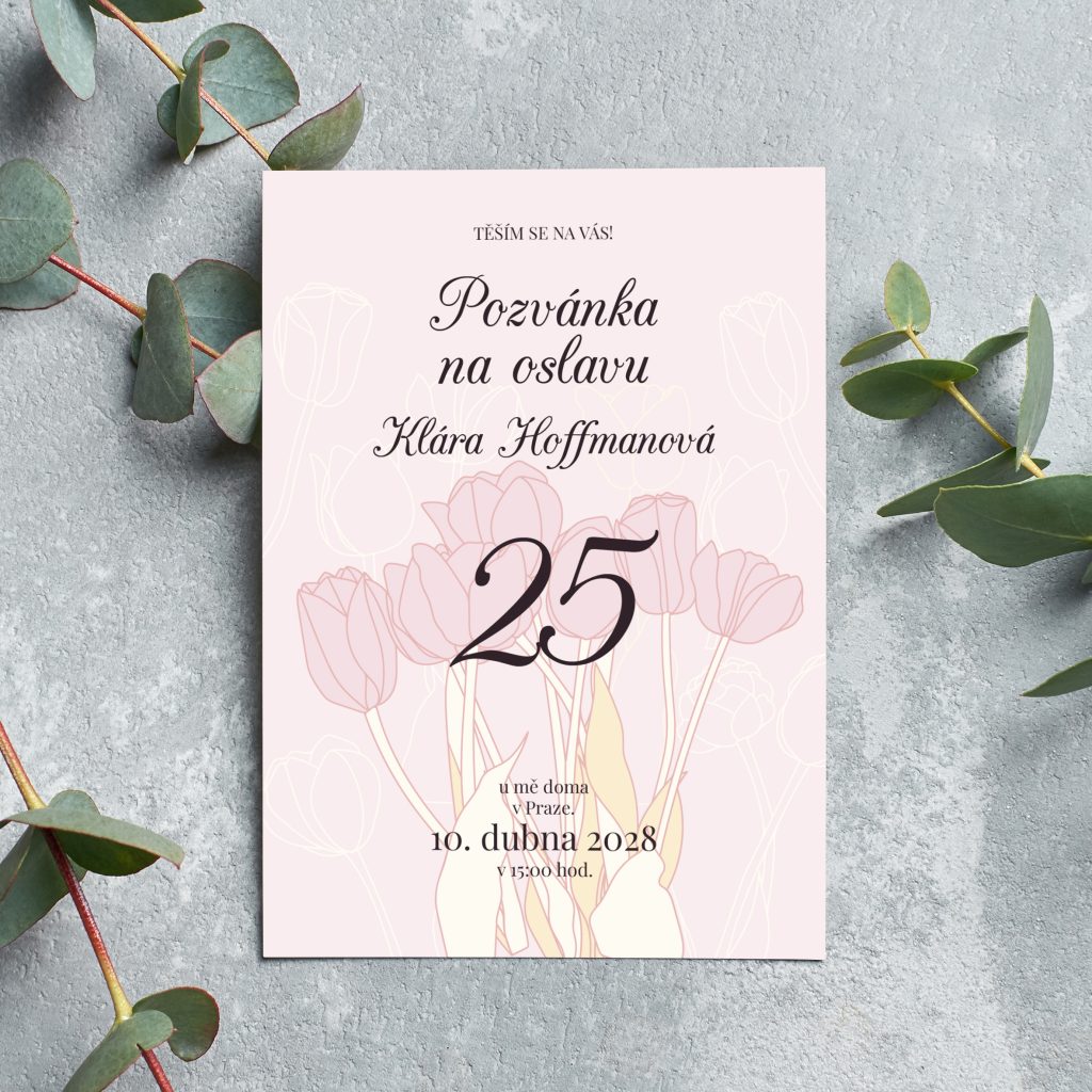 Pozvánka na oslavu 25. narozenin Růžová