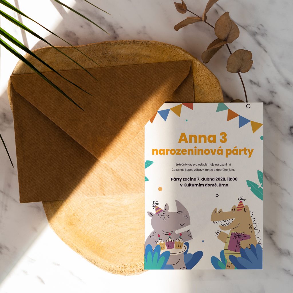 Pozvánka na oslavu 3. narozenin Typ 6
