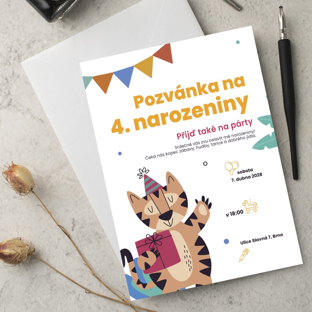 Pozvánka na oslavu 4. narozenin Typ 2