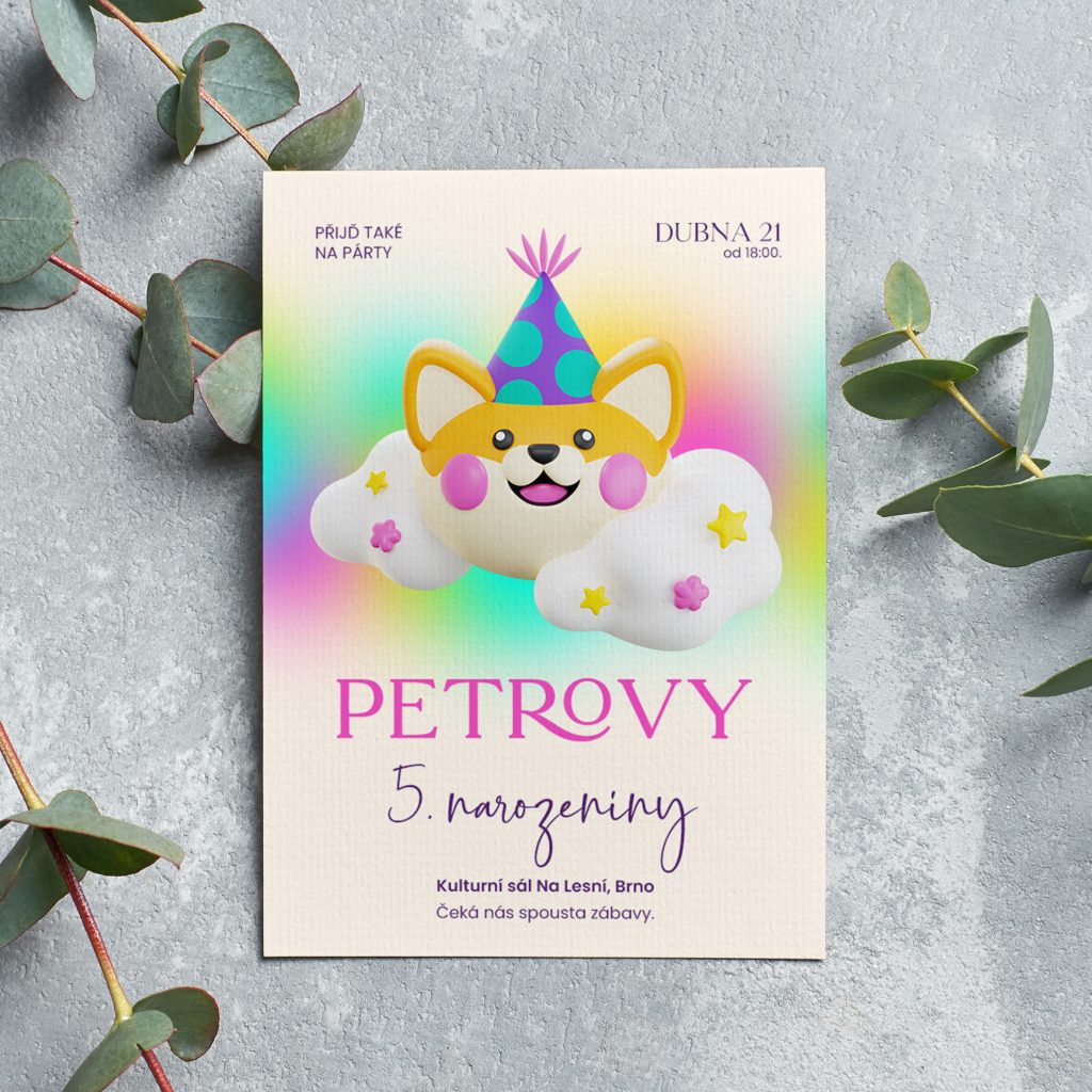 Pozvánka na oslavu 5. narozenin Typ 1