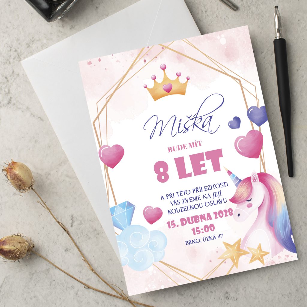 Pozvánka na oslavu 8. narozenin Typ 2