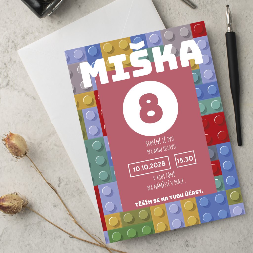 Pozvánka na oslavu 8. narozenin Lego