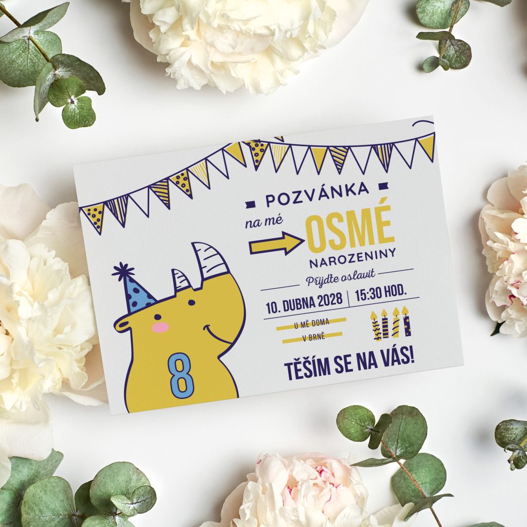 Pozvánka na oslavu 8. narozenin Nosorozec