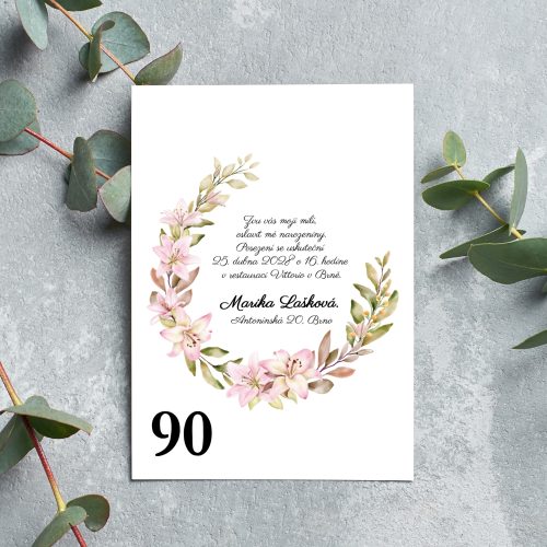 pozvánka na oslavu 90. narozenin