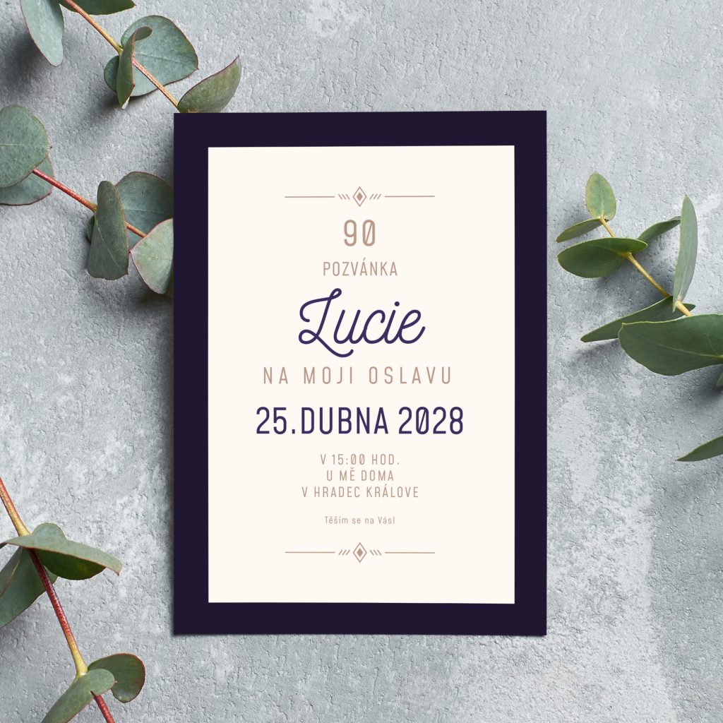 Pozvánka na oslavu 90. narozenin Bílá