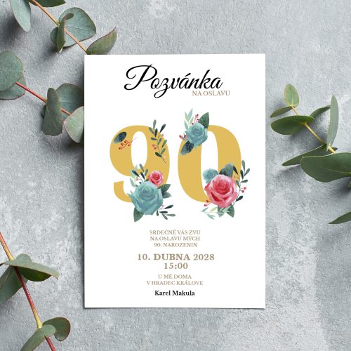 pozvánka na oslavu 90. narozenin
