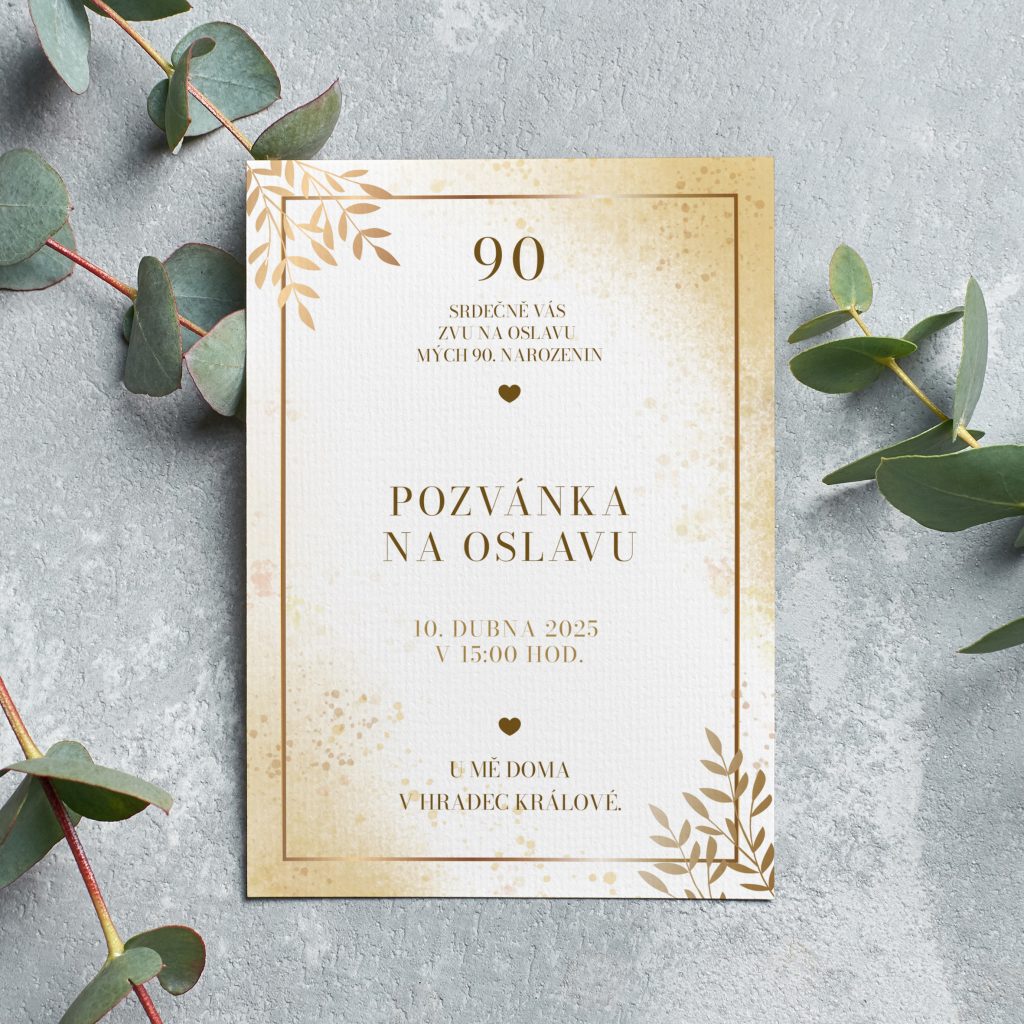 Pozvánka na oslavu 90. narozenin Luxusní