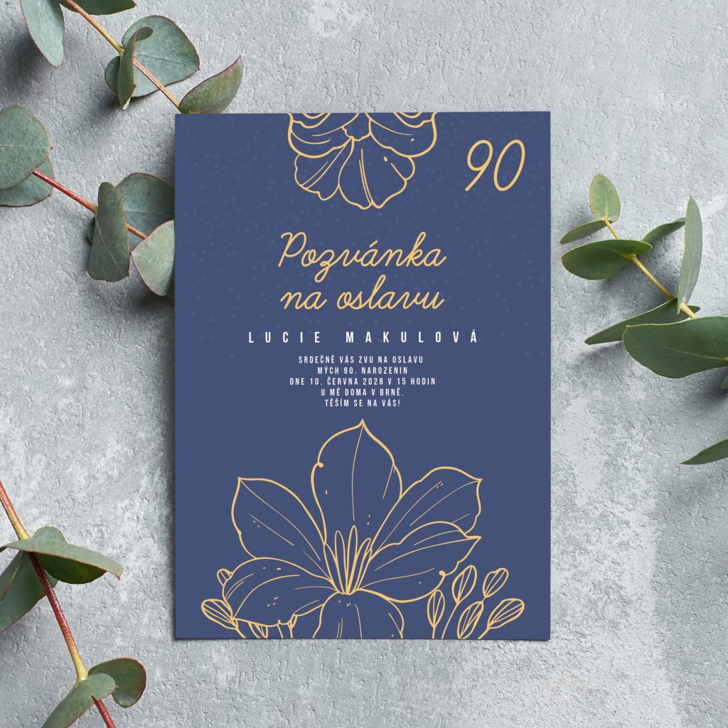 Pozvánka na oslavu 90. narozenin Zlatý květ