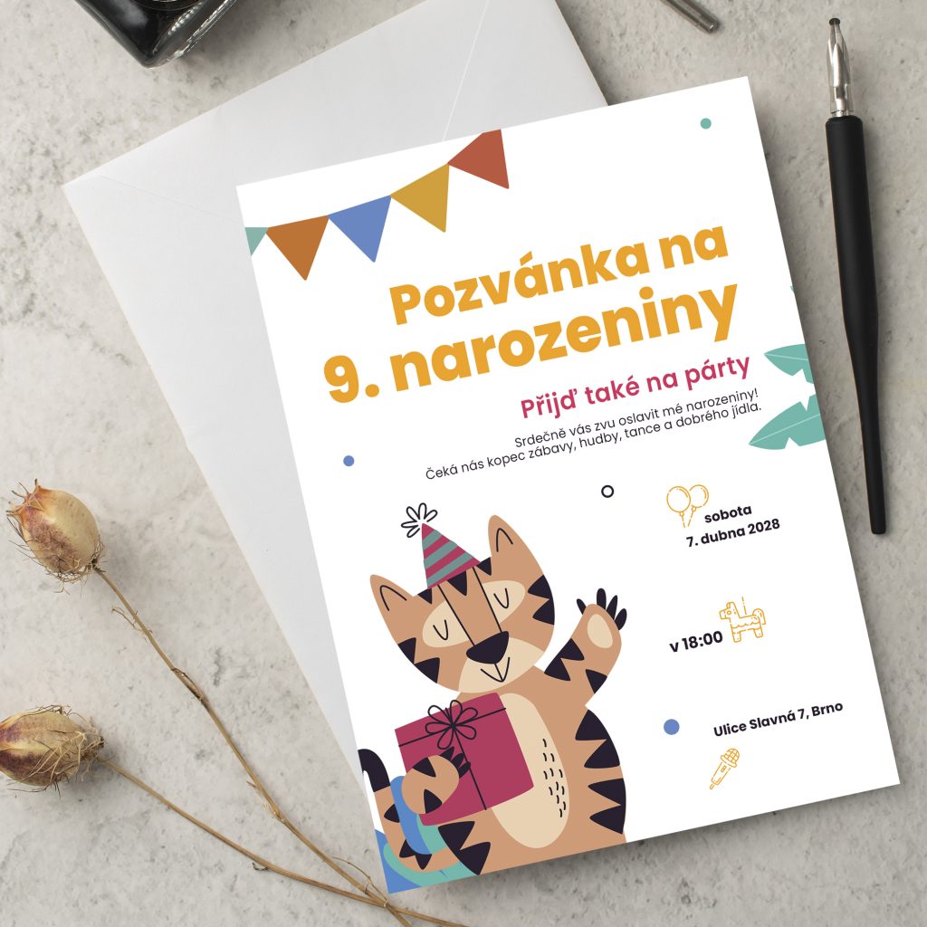 Pozvánka na oslavu 9. narozenin Typ 3