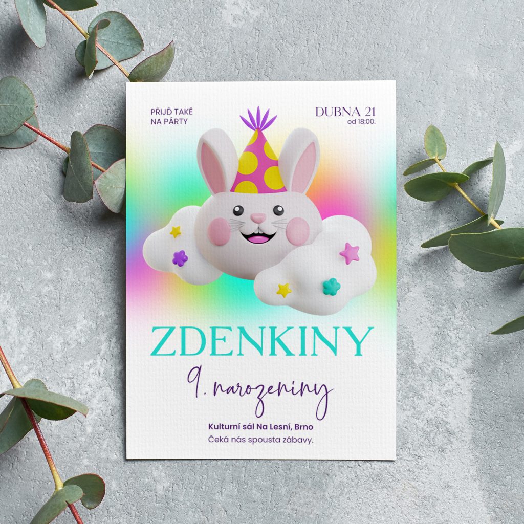 Pozvánka na oslavu 9. narozenin Typ 6