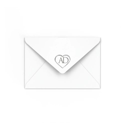 bílá obálka na svatební oznámení s potiskem