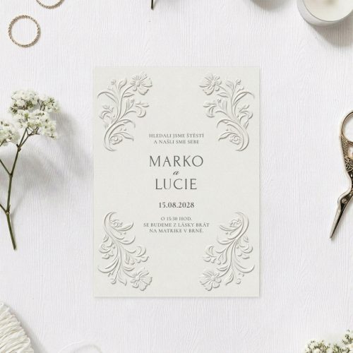 svatební oznámení slepotisk emboss
