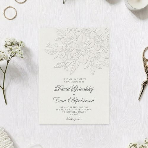 svatební oznámení slepotisk emboss