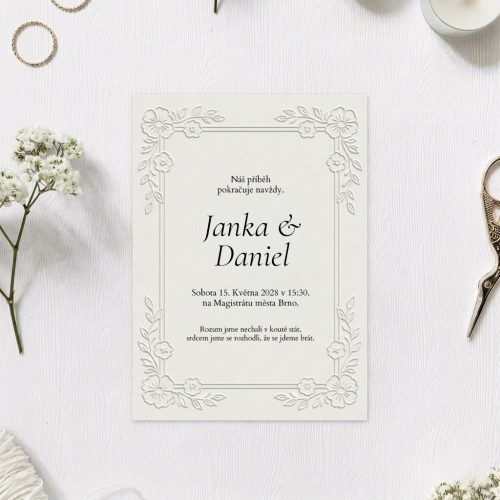 svatební oznámení slepotisk emboss