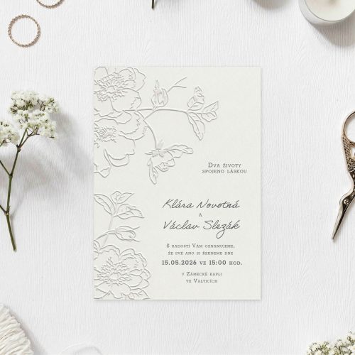 svatební oznámení slepotisk emboss