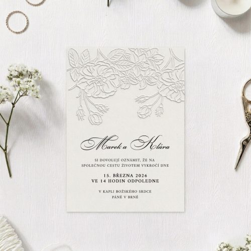 svatební oznámení slepotisk emboss
