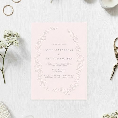 svatební oznámení slepotisk emboss