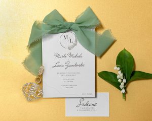 svatební oznámení s mašlí