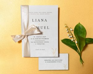 svatební oznámení s mašlí