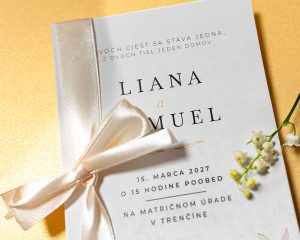 svatební oznámení s mašlí