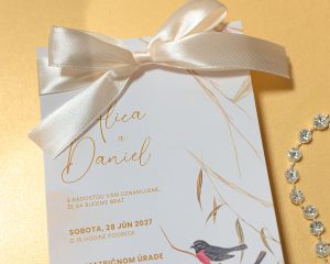 svatební oznámení s mašlí
