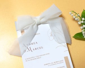 svatební oznámení s mašlí