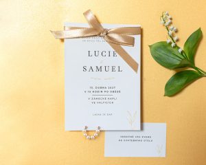 svatební oznámení s mašlí