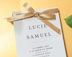 svatební oznámení s mašlí