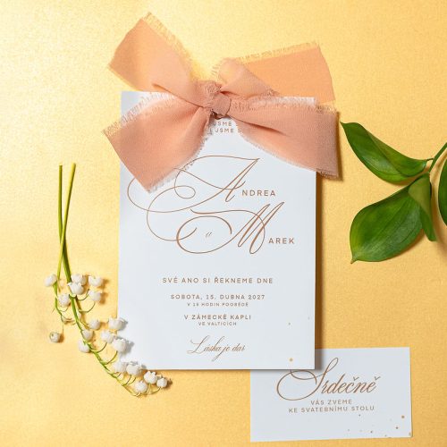 svatební oznámení s mašlí