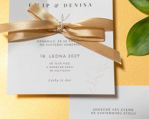 svatební oznámení s mašlí