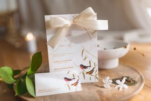 svatební oznámení s mašlí