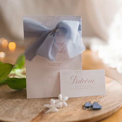 svatební oznámení s mašlí