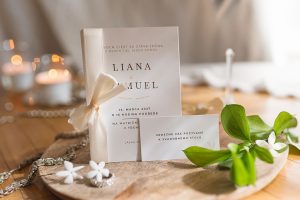 svatební oznámení s mašlí