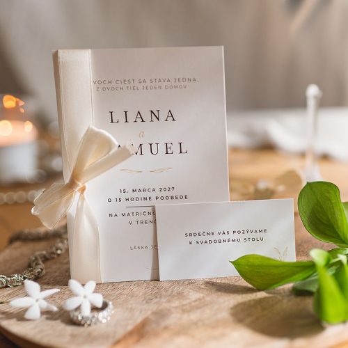 svatební oznámení s mašlí