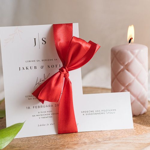 svatební oznámení s mašlí