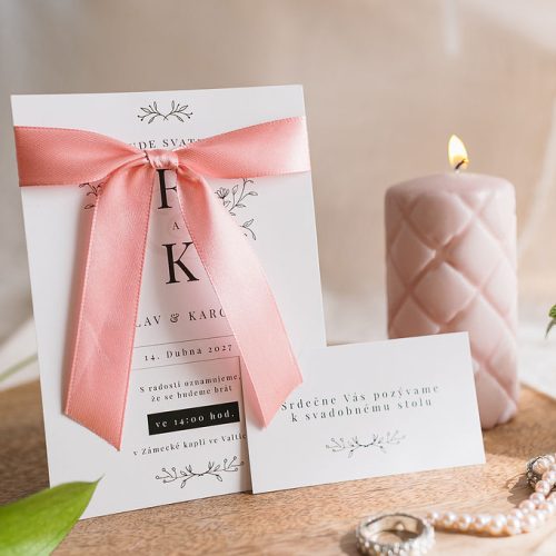 svatební oznámení s mašlí