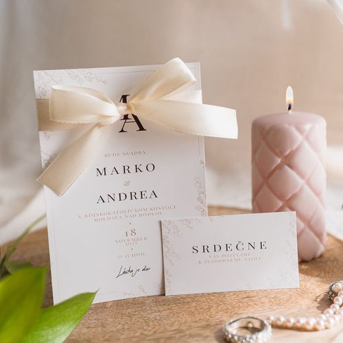 svatební oznámení s mašlí