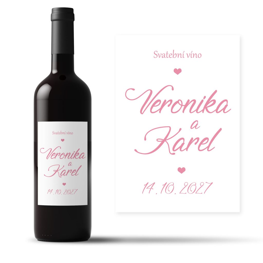 Etiketa na svatební víno E Rose Love CZ