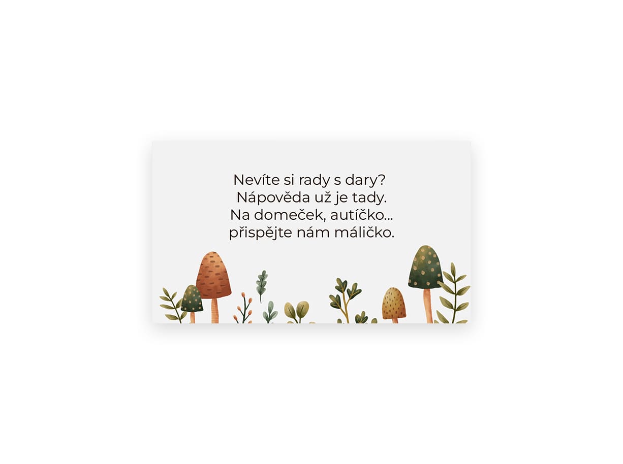 Svatební kartička S houbami 1 Kartička na svatbu